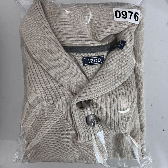 Izod Mens XL Cream Shawl Collar Pullover Sweater Preppy Old Money Minimalist - Picture 16 of 16